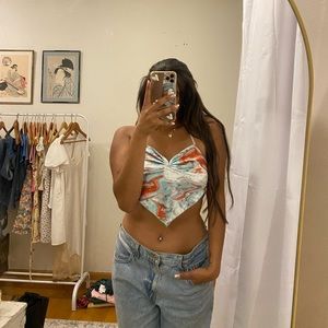 2/$15 bundle cropped halter top marble print